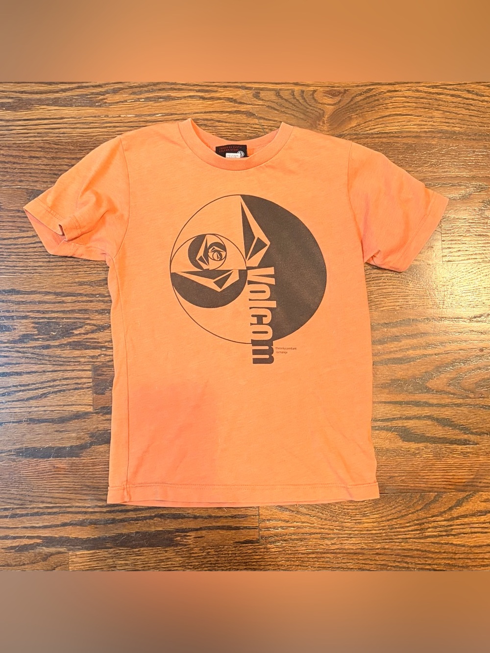 Volcom Orange Tee with Black Geometric Print